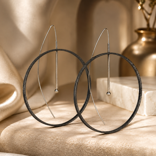 Large Round Silver Hoop Earrings