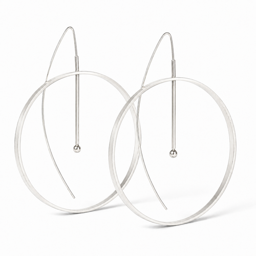 Large silver hoop earrings light weight