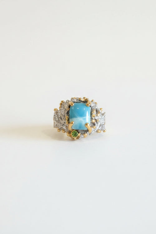 Larimar & Green Chrome Diopside Ring