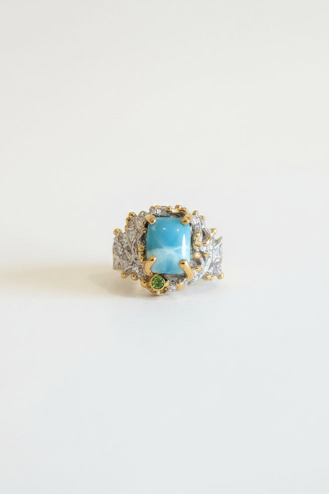 Larimar & Green Chrome Diopside Ring
