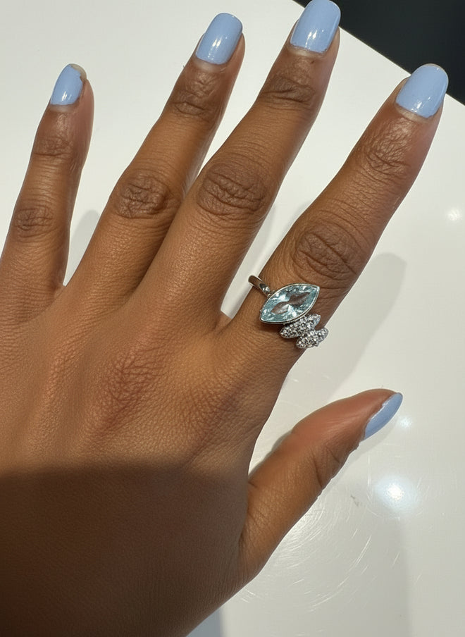 Marquise Cut Blue Topaz Ring