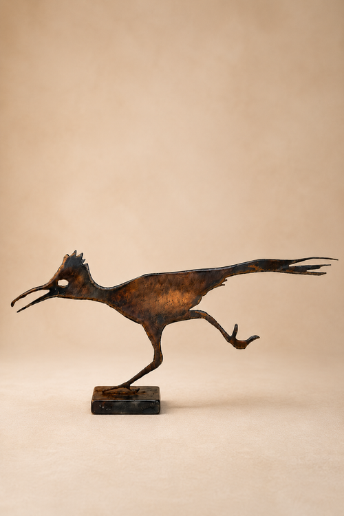 Handmade Metal Roadrunner Sculpture 