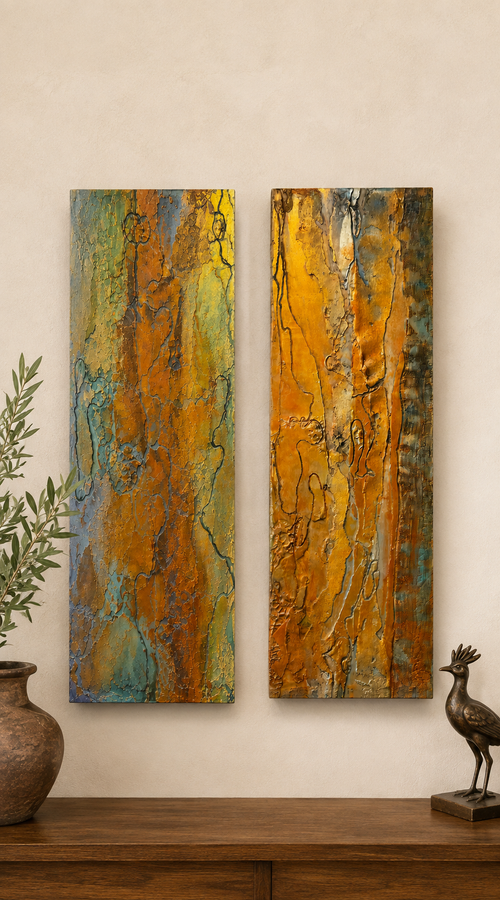 Canyon Light 49"h x 16"w textured Wooden Panel