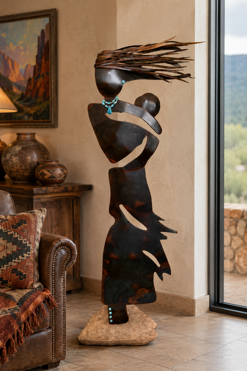 Mother Sculpture with Turquoise jewelry