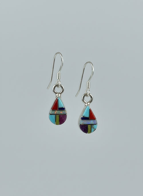 Small Pear Shape Multi Stone Earrings