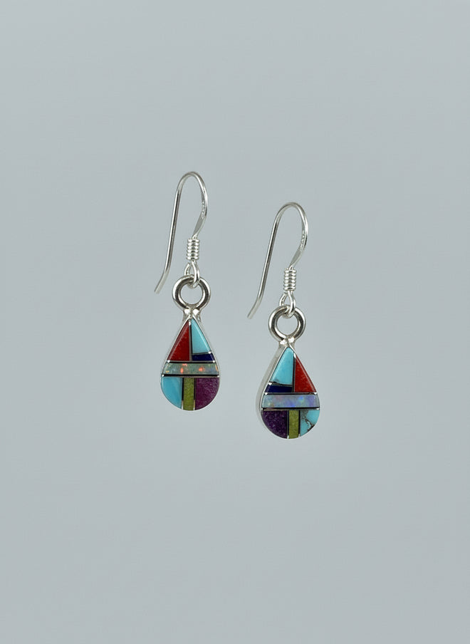 Small Pear Shape Multi Stone Earrings