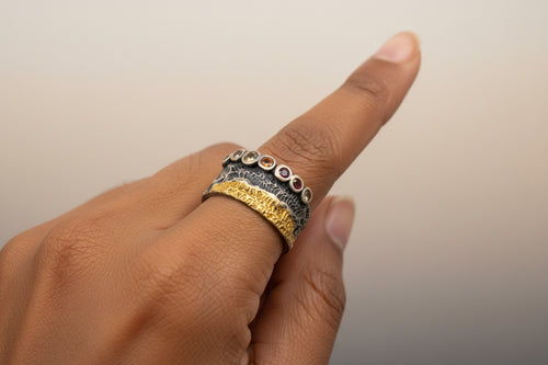 Handcrafted Multi-Tourmaline Ring – Natural Gemstones in Sterling Silver
