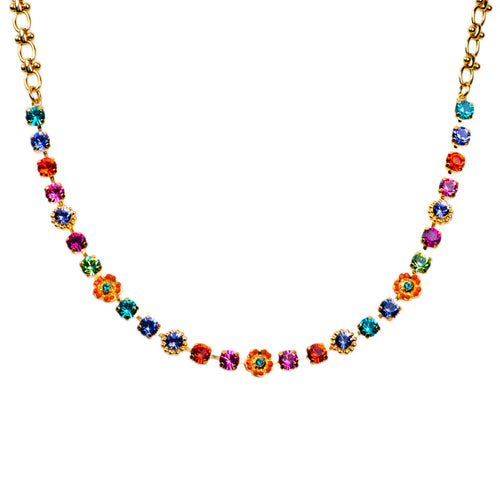 Petite Flower Rainbow Cluster Necklace