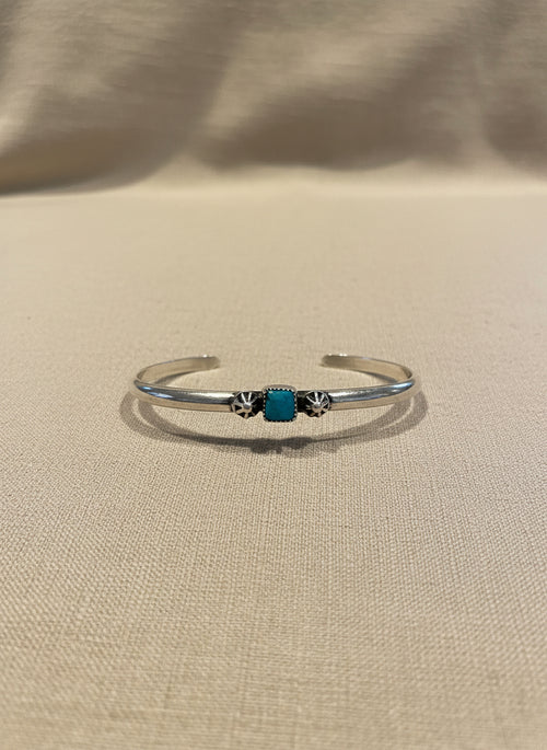Navajo-Made Kingman Turquoise Cuff Bracelet | Sterling Silver | Adjustable