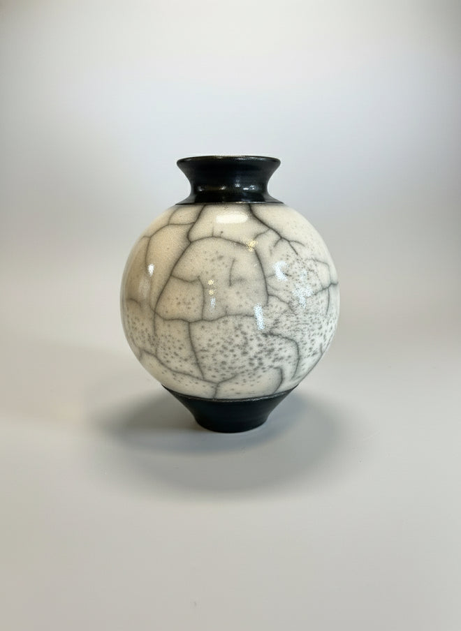 Smoky Grey Naked Raku Pot – Bob Smith (8.5” x 6.5”)