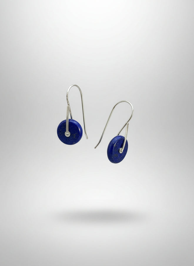 Handmade Small Round Lapis Lazuli Earrings by Nancy Foo