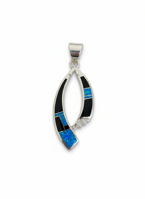 Black Jade & Blue Opal Necklace