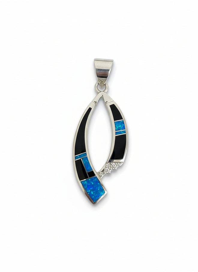 Black Jade & Blue Opal Necklace