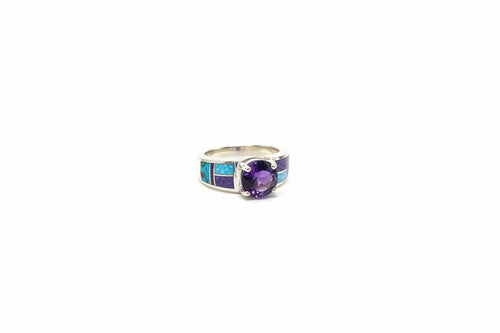 Amethyst, Sugilite, Turquoise & Opal Ring