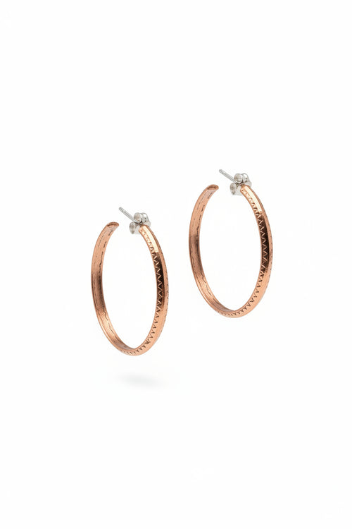 Navajo Made Copper Half Hoop Earrings