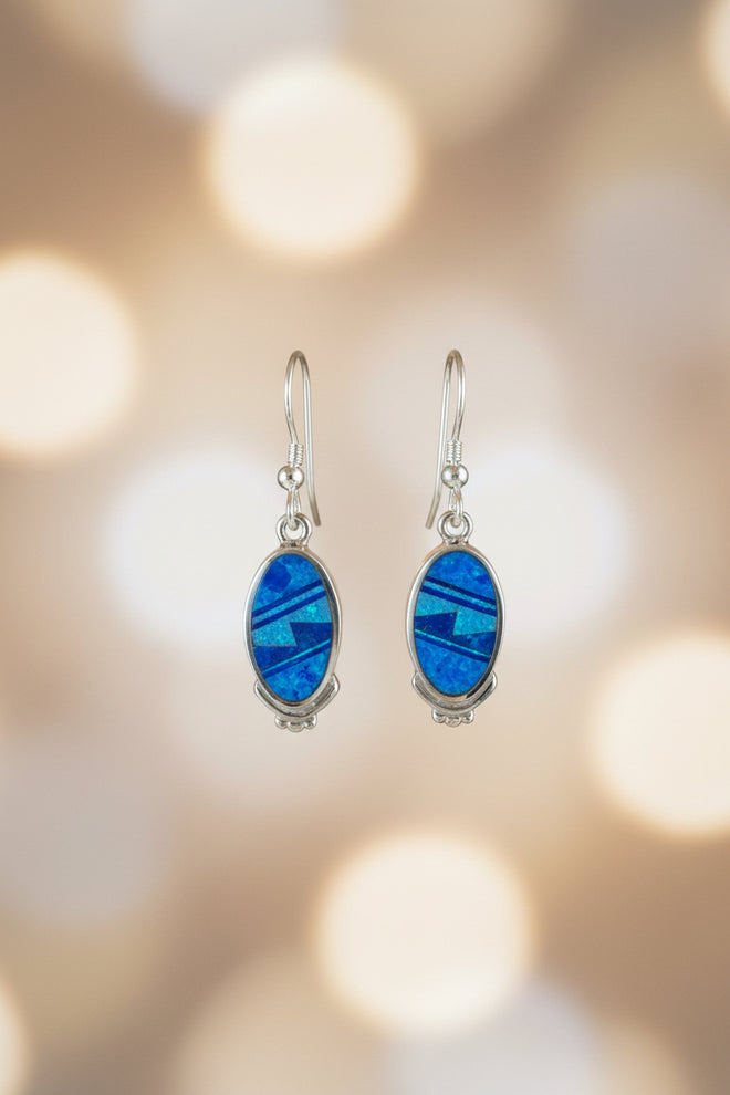 Fancy Blue Earrings (Navajo Inlaid)