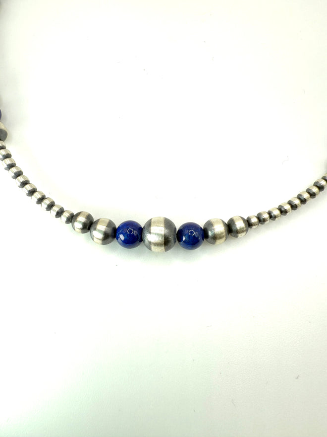 Navajo Pearls & Lapis Necklace - Hand Strung by Navajo Artists