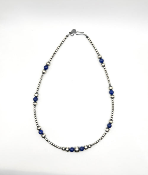 Navajo Pearls & Lapis Necklace - Hand Strung by Navajo Artists