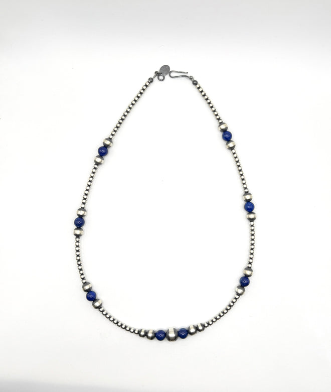 Navajo Pearls & Lapis Necklace - Hand Strung by Navajo Artists