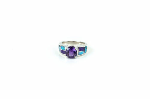 Amethyst, Sugilite, Turquoise & Opal Ring