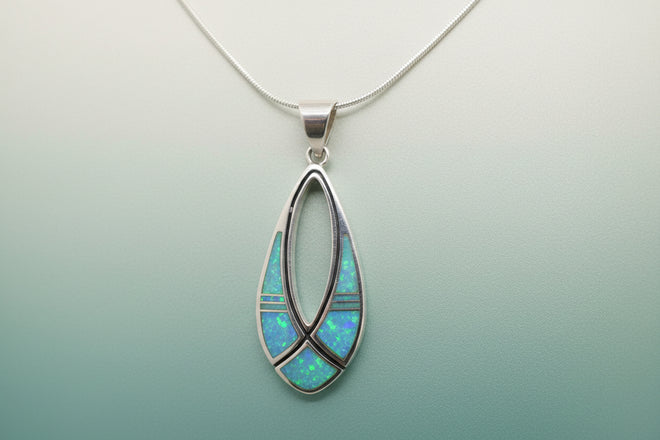 Navajo Stone Inlaid Necklace Opal & Amazonite