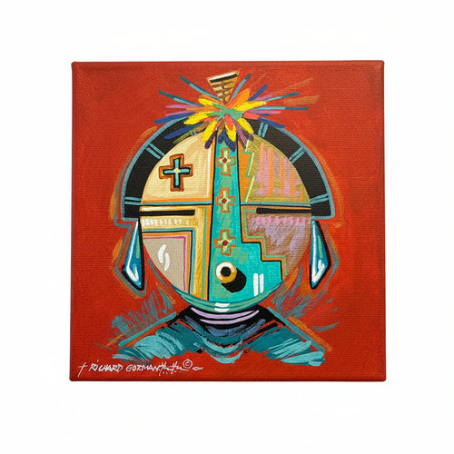 Southwestern Feminine Spirit Figure by Richard Gorman Wall Art - Navajo Artist 6"x6" (Original))