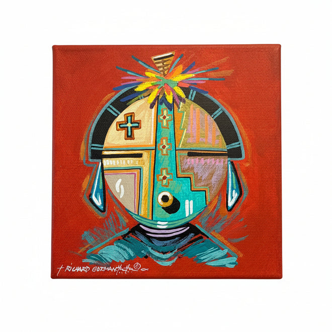 Southwestern Feminine Spirit Figure by Richard Gorman Wall Art - Navajo Artist 6"x6" (Original))