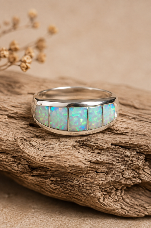 White Cultured Opal Inlay Sterling Silver Ring – Cynthia Johnson