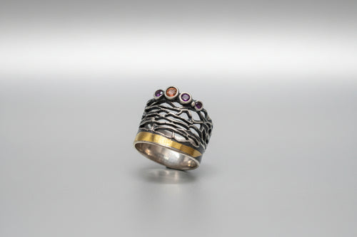 Handmade Multi-Sapphire Ring in Sterling Silver – One-of-a-Kind