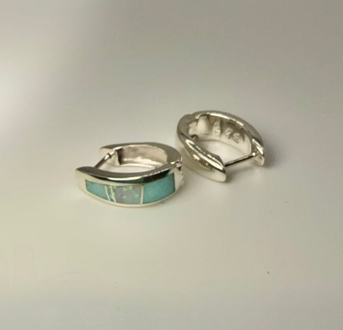 Opal & Amazonite Huggies Earrings - Navajo Handmade