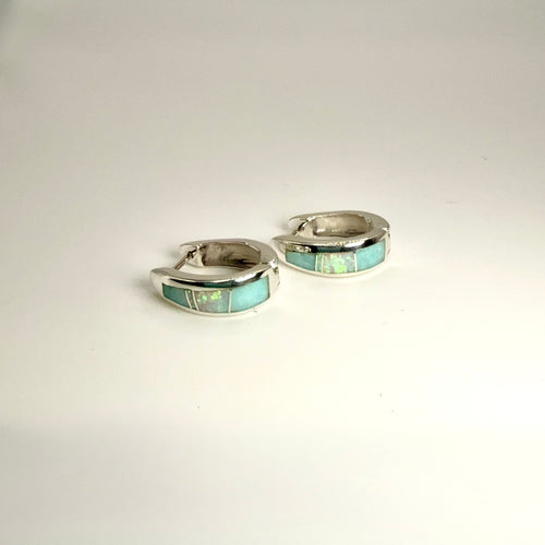 Opal & Amazonite Huggies Earrings - Navajo Handmade