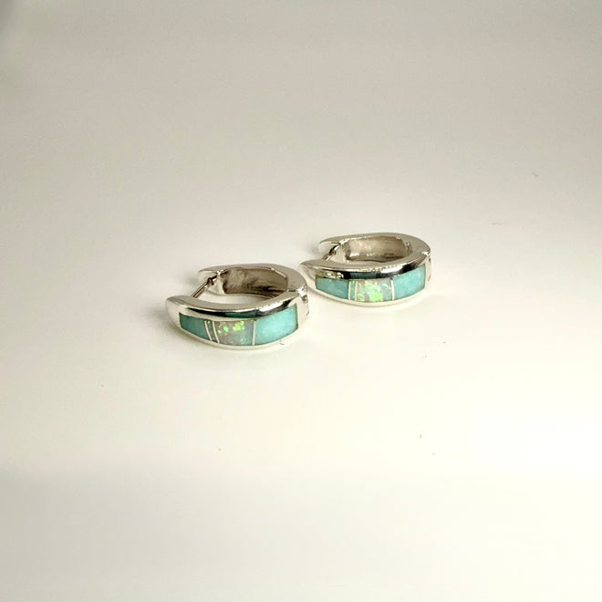 Opal & Amazonite Huggies Earrings - Navajo Handmade