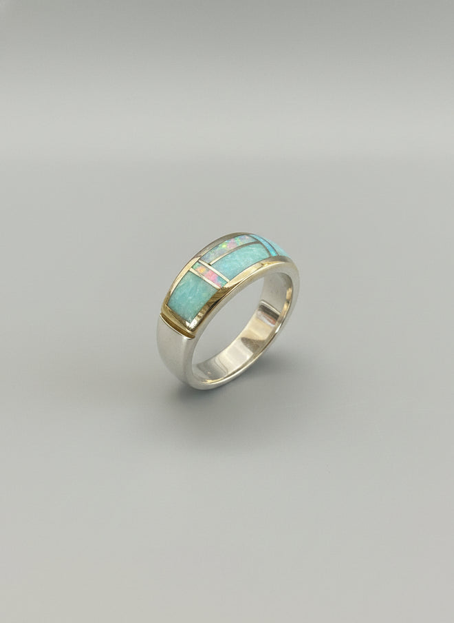 Amazonite & Opal Ring - Navajo Stone Inlaid