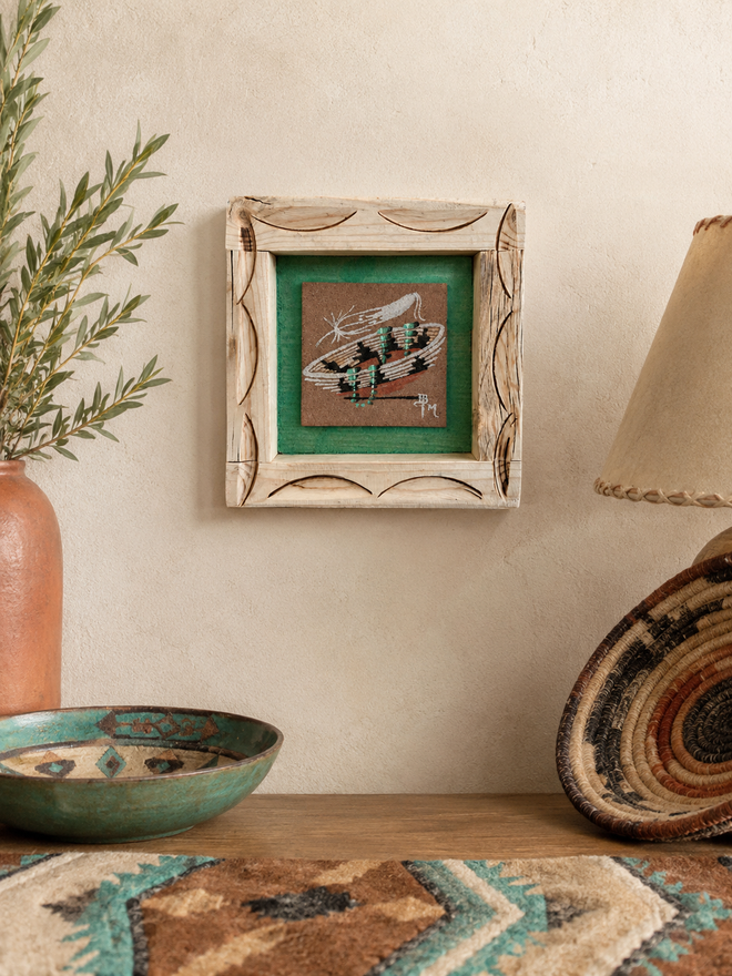 Original handmade sand painting by Navajo artist Ben Mitchell