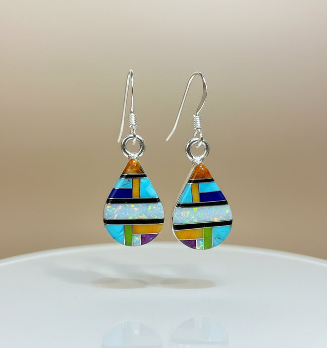 Multi Stone Pear Shape Earrings