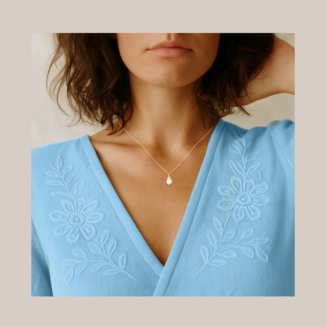 Gold-Filled Wrapped Freshwater Pearl Necklace (6.5 mm, 16–17″)