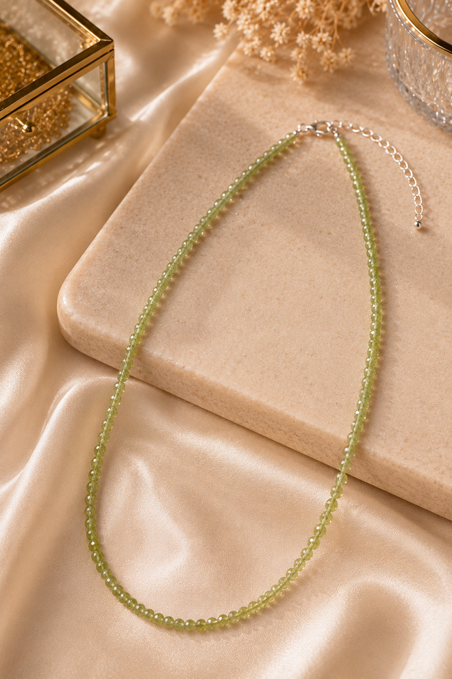 Perfect for layering beaded peridot necklace august birthstone