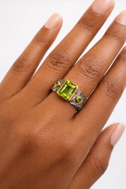 Peridot & Green Chrome Diopside Ring