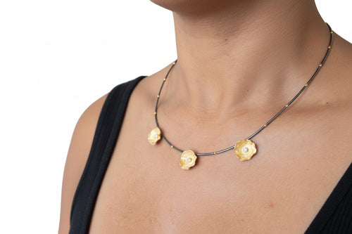 3-Petal Sterling Silver Necklace — Handmade Floral Pendant Jewelry