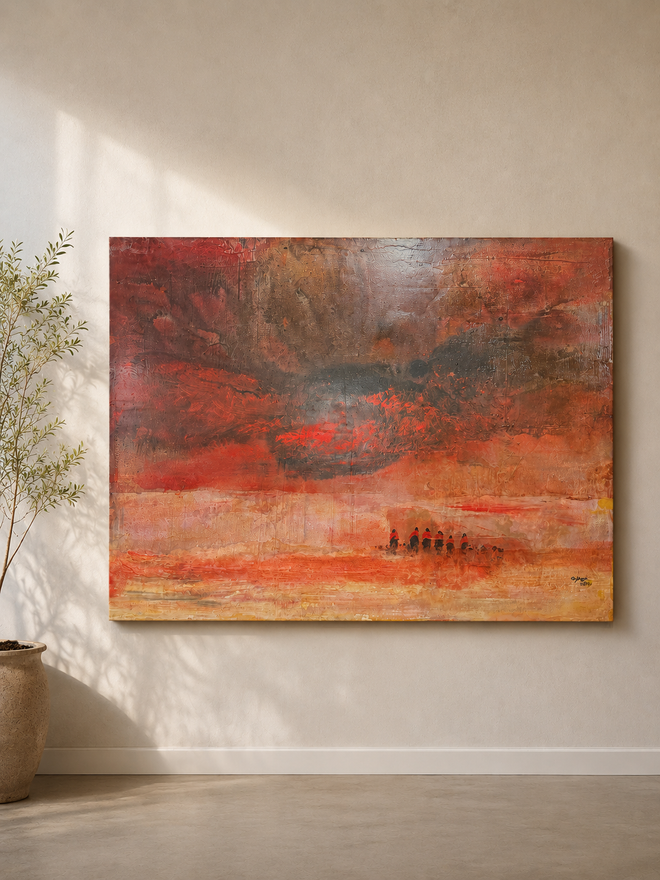 The Day After II – Original Al Clymer Wounded Knee Painting, 36” x 48”