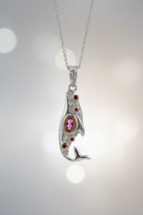 Ruby & Sapphires Fishtail Necklace