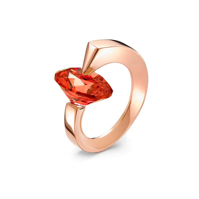 Red with Orange hues Crystal Ring