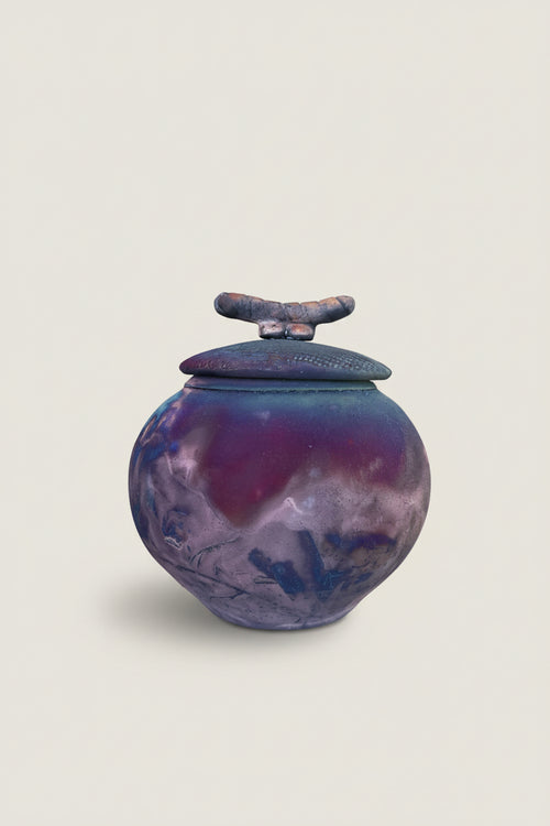 Raku Ceramic Pot with Lid