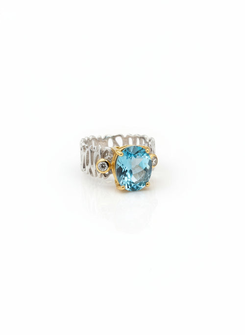 Blue Topaz & White Topaz Ring