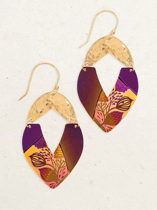 Golden & Purple Leaf Earrings