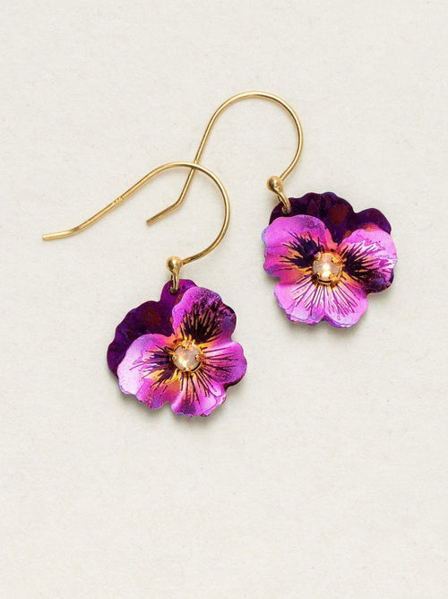 Garden Pansy Drop Earrings