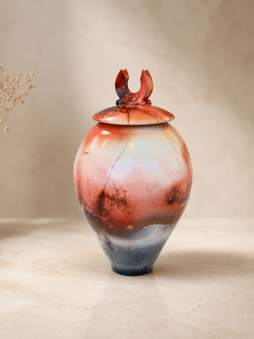 Bob Smith Ceramics Saggar fired lidded pot