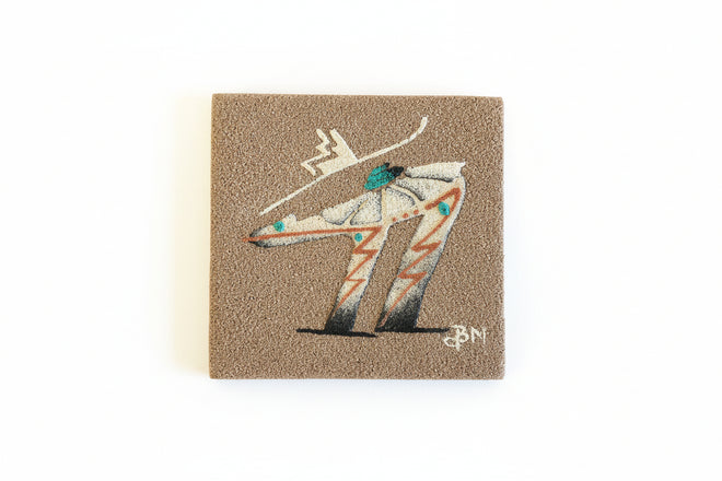 Sand painting by Navajo Artist Ben Mitchell 4x4