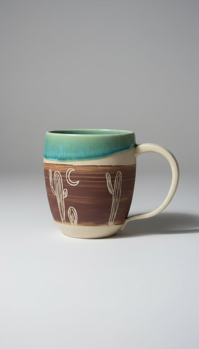 Handmade Carved Saguaro Cactus Mug by Sari Green