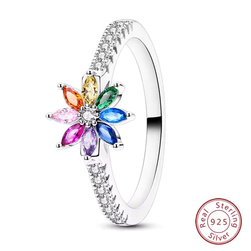 Colorful Crystal Flower Ring